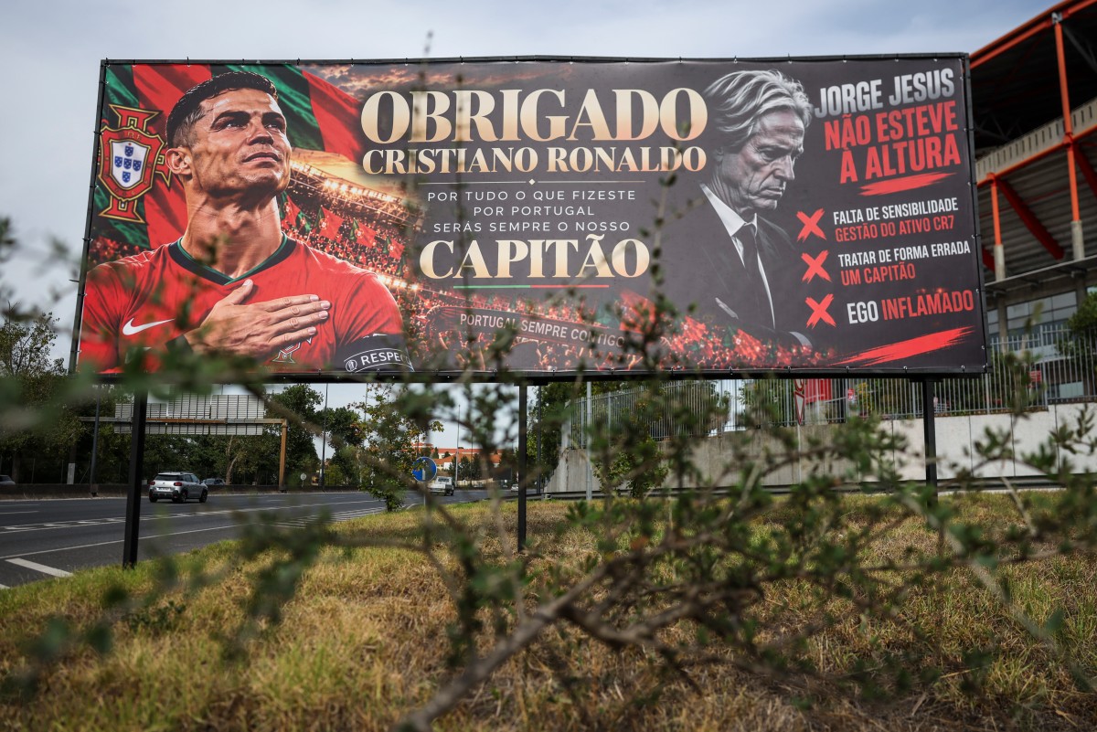 A billboard in support of Portugal's forward Cristiano Ronaldo