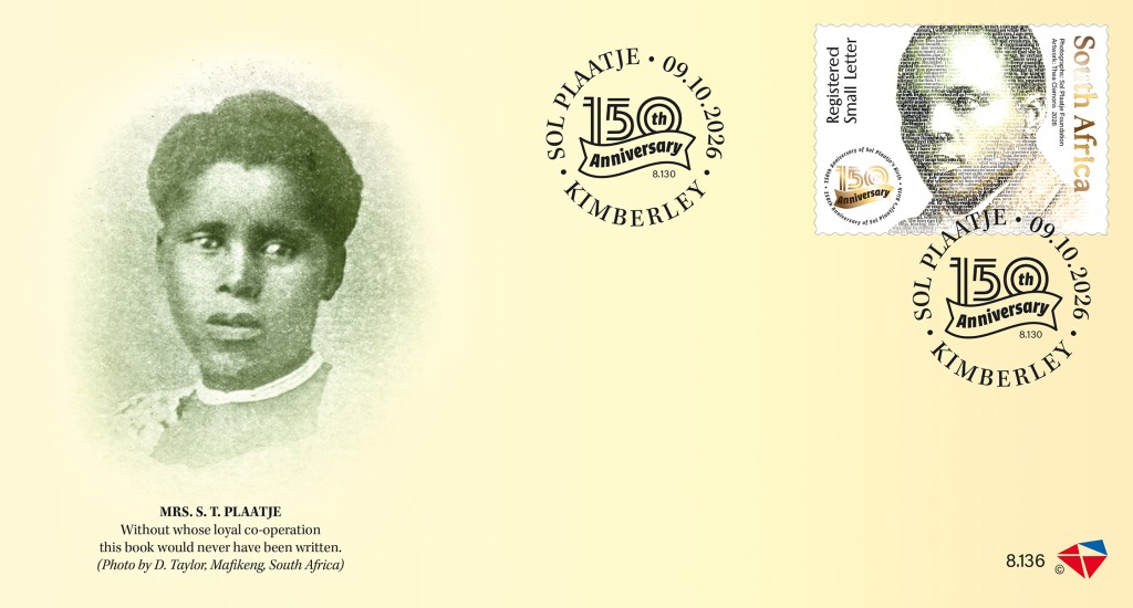 The 150th anniversary of the birth of Solomon Tshekisho Plaatje is observed with a commemorative stamp.