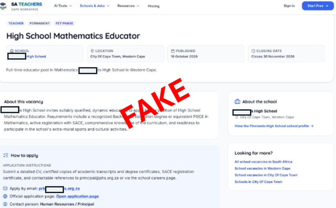 Fake educator posts