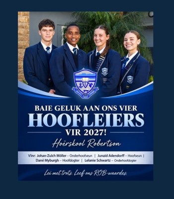Hoofleiersspan vir 2027 - Hoërskool Robertson