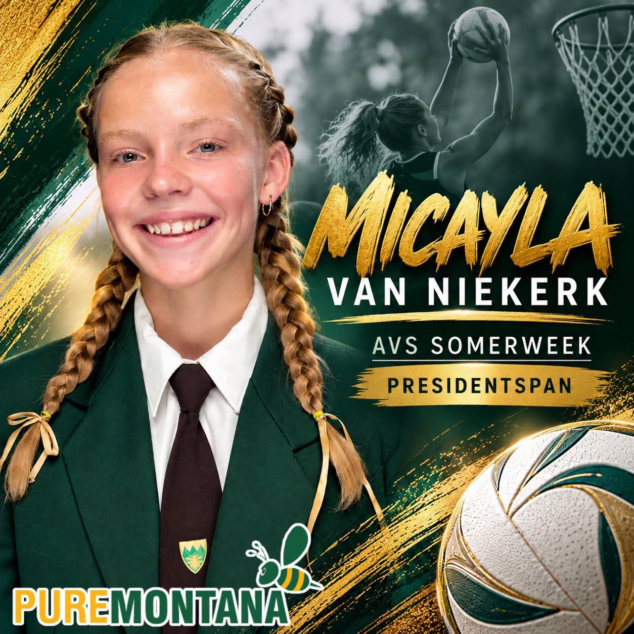 Micayla van Niekerk gekies vir die netbal Presidentspan