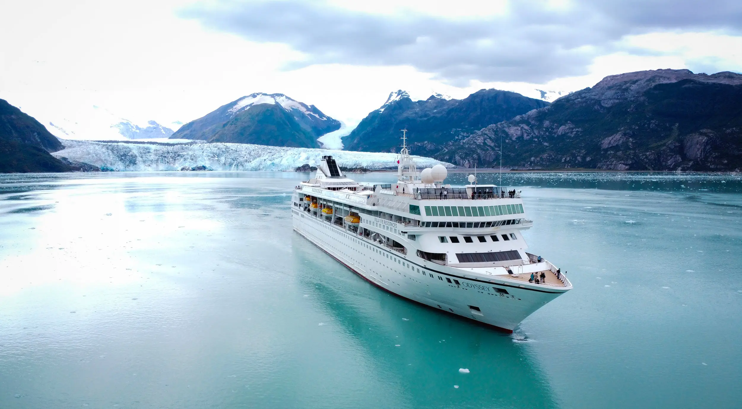 Cruise ship at sea.