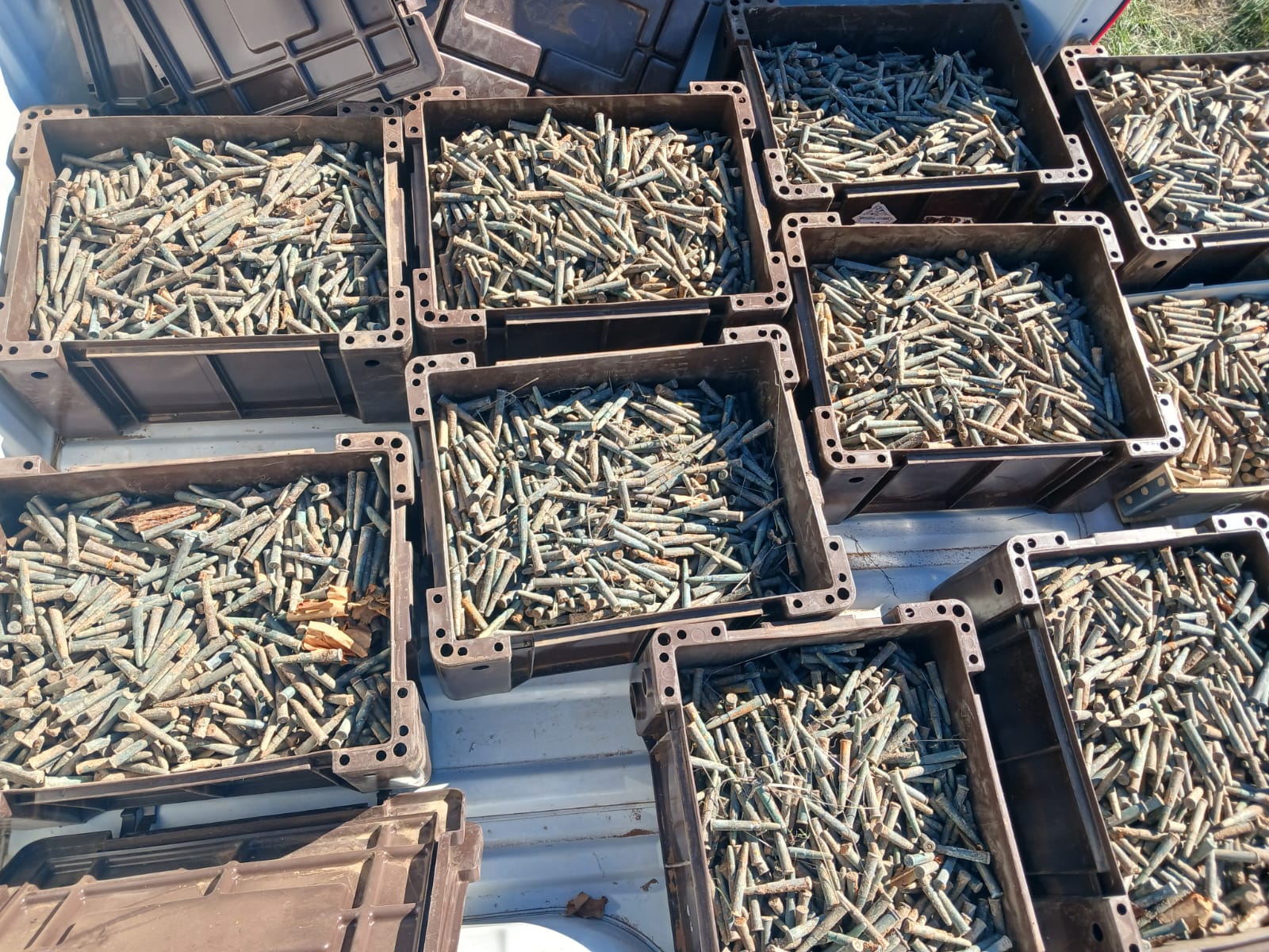 Some of the crates of ammunition municipal workers stumbled upon.