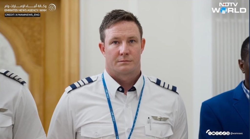 Relief pilot Rowan Tooth at the ceremony