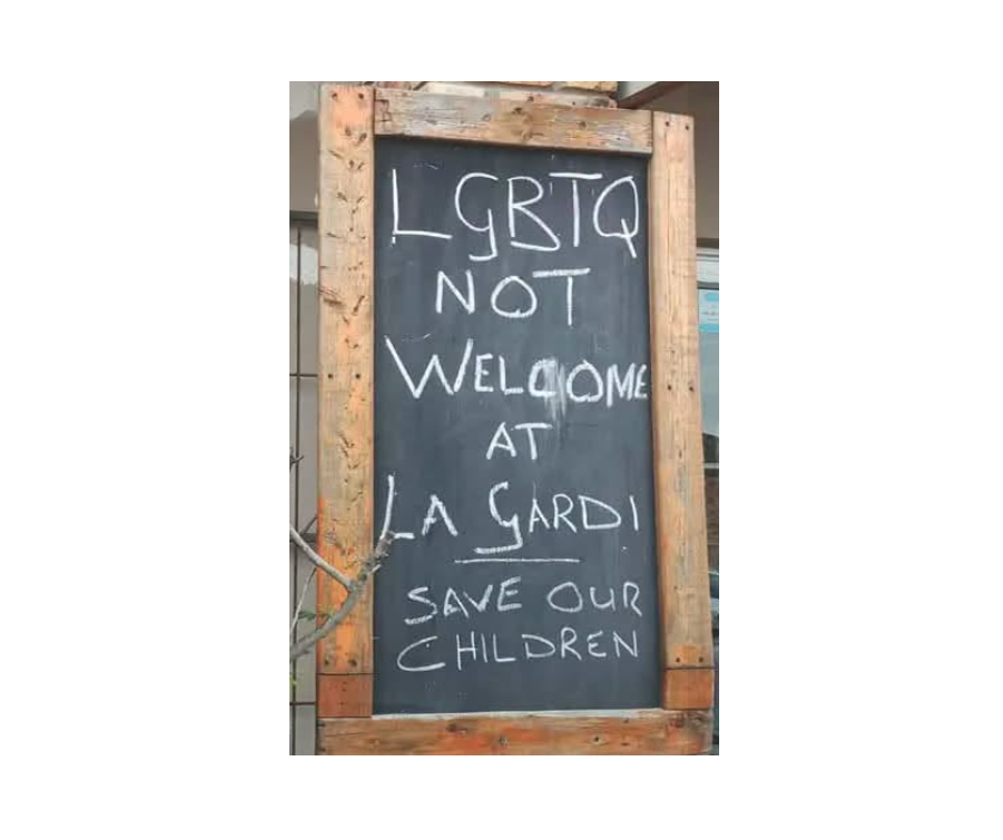 The offensive LGBTQIA+ poster.