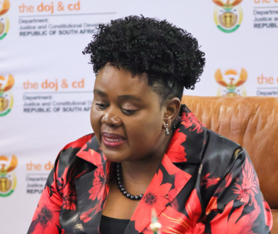 Minister Mmamoloko Kubayi addresses the media.