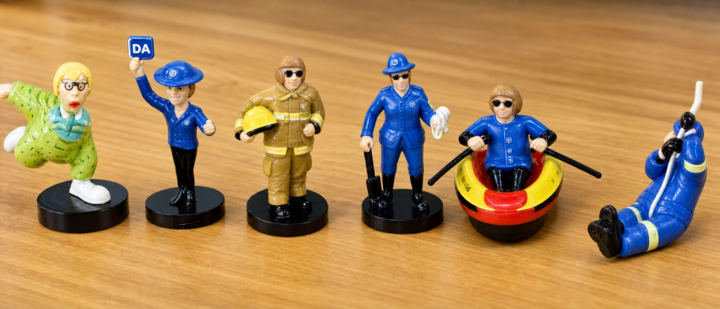 Blue brigade figurines depicting Helen Zille's election campaign.