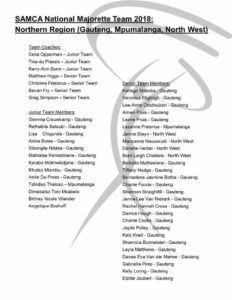 Selected to represent the SAMCA National Majorette Team