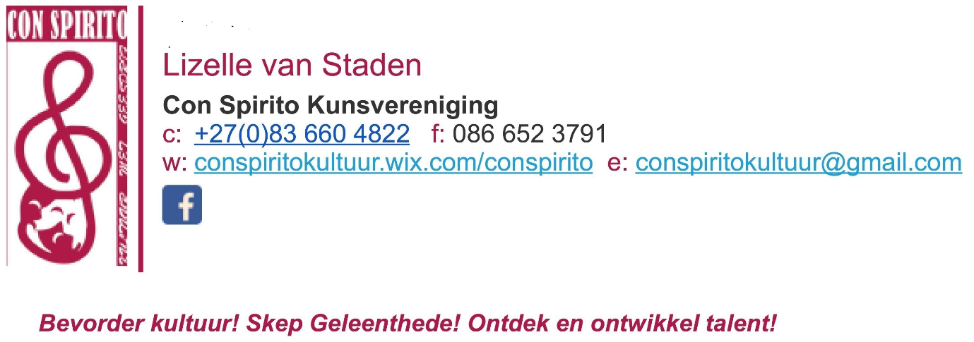 CON SPIRITO LIZELLE VAN STADEN