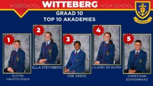 Hoërskool Witteberg Graad 10 Top 10 Akademiese presteerders
