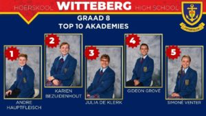 Hoërskool Witteberg Graad 8 Top 10 Akademiese presteerders