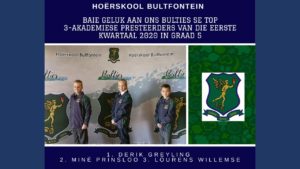 Hoërskool Bultfontein: Top 3 akademiese presteerders Gr 5