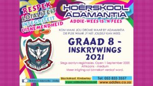 Hoërskool Adamantia Gr 8 Inskrywings 2021