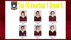 Laerskool Westwood Top 10 Akademiese leerlinge Kwartaal 1