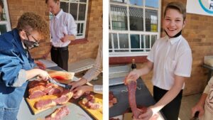 Hoërskool Salomon Senekal landboubestuurpraktyk eerders maak biltong, droëwors en “chilli bites.”