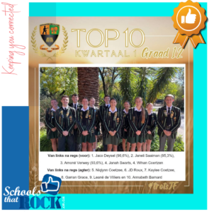 Top 10 Akademiese presteerders – Hoërskool Jim Fouché