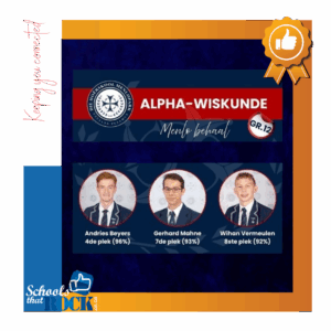 Alpha-Wiskunde prestasies – Hoërskool Menlopark uitstaande