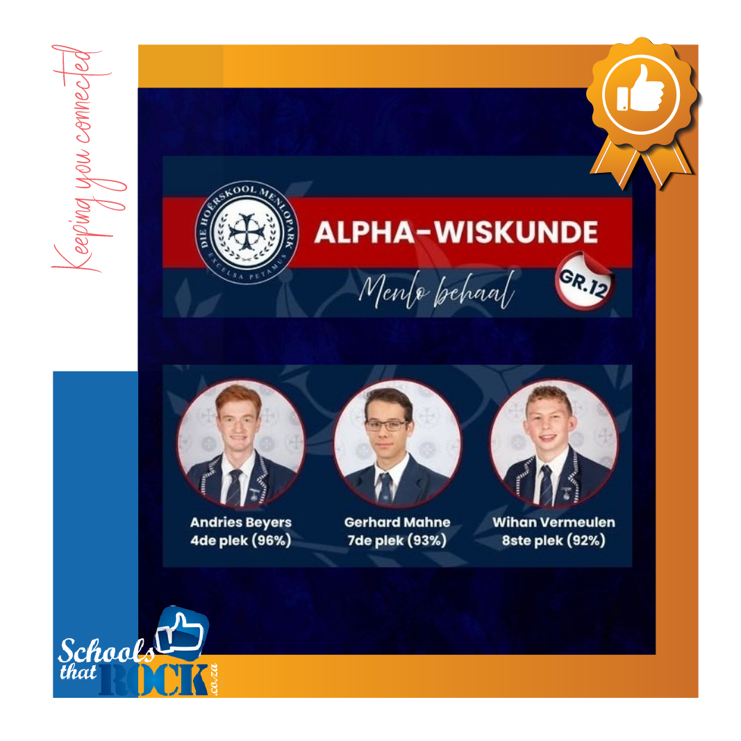 Alpha-Wiskunde prestasies - Hoërskool Menlopark uitstaande