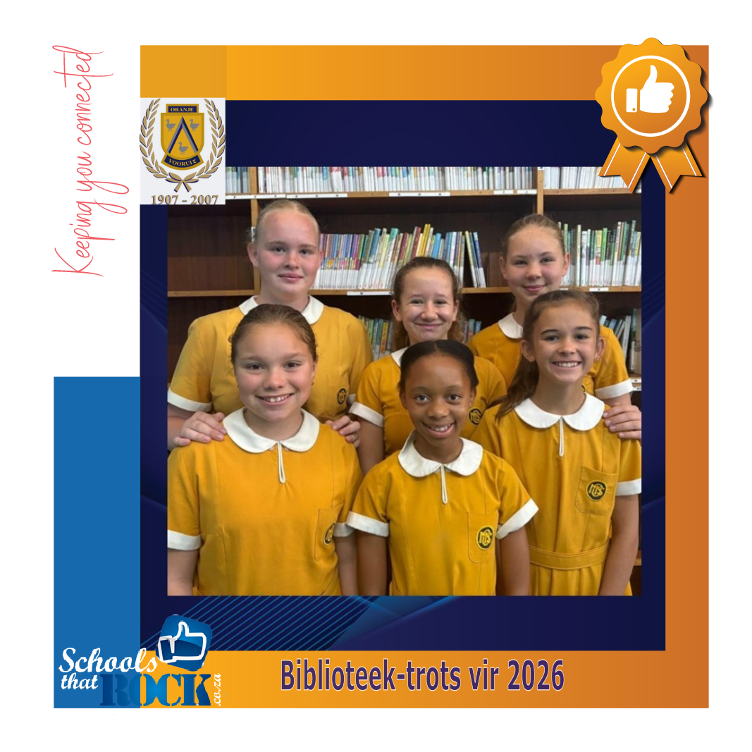 Biblioteekleiers 2026 - Primêre Meisieskool Oranje trotse oomblik
