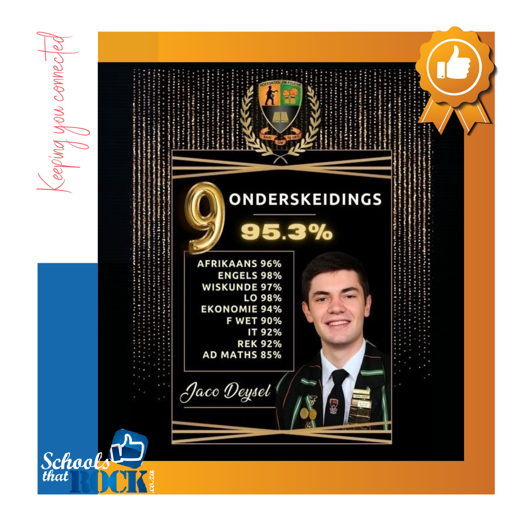 Skitterende Matriek-uitslae 2025 - Hoërskool Jim Fouché uitstaande