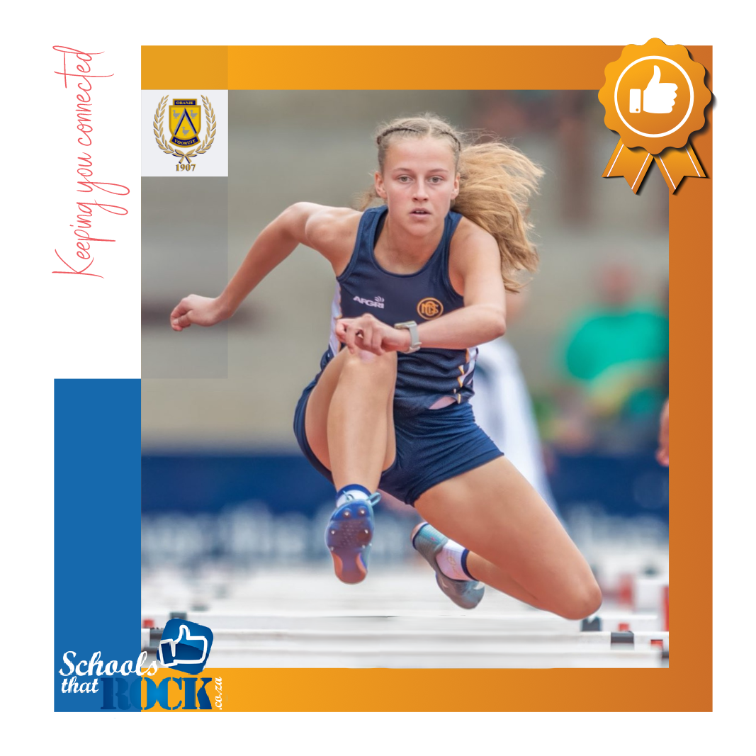 Motheo-Xhariep-atletiekbyeenkoms-Oranje-atlete-skitter-