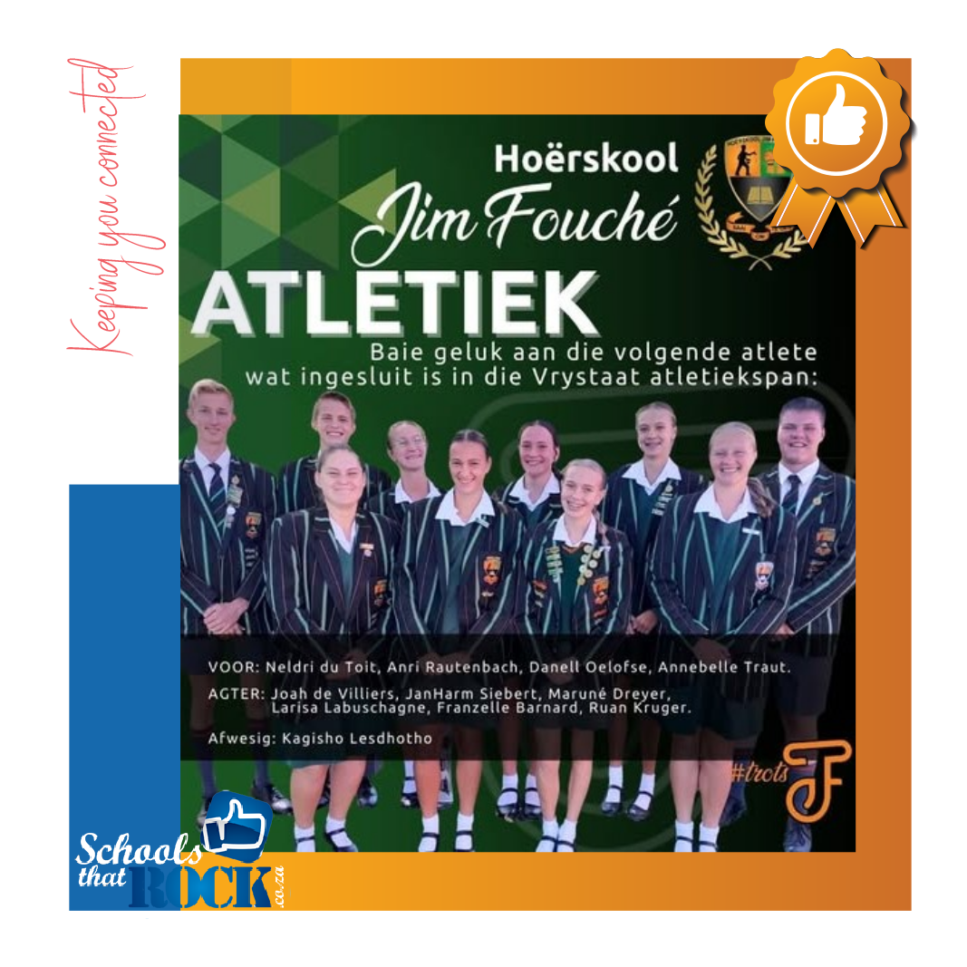Vrystaat Atletiekspan - Hoërskool Jim Fouché spog met 11 atlete