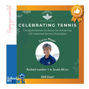 U12 National Tennis Champion – Oakhill School delighted